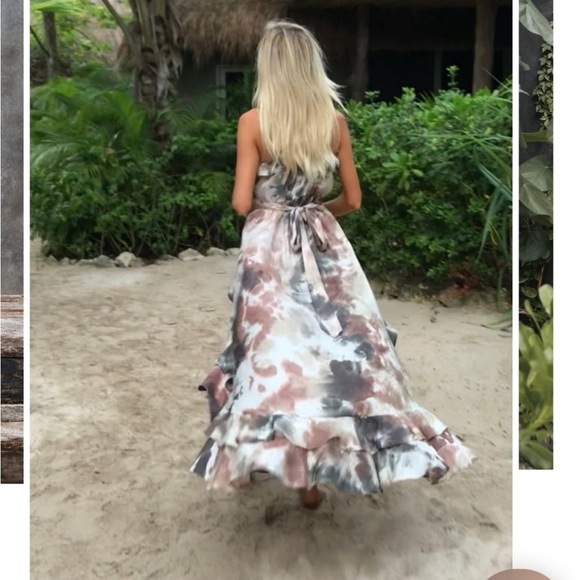 NEW SUKISO JULIET HIGH TO LOW DRESS EARTH TIE-DYE MEDIUM - Picture 2 of 6